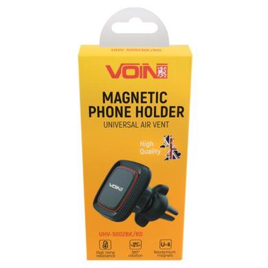 Фото товару – Тримач мобільного телефону VOIN UHV-5002BK/RD магнітний на дефлектор