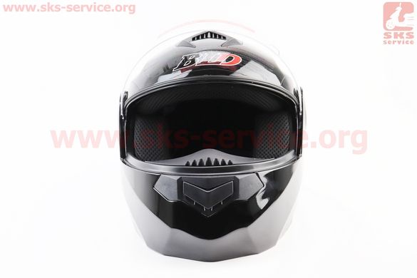 Фото товара – Шлем закрытый с откидным подбородком + откидные очки BLD-159 XS (53-54см), ЧЕРНЫЙ глянец