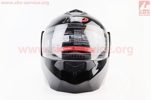 Фото товара – Шлем закрытый с откидным подбородком + откидные очки BLD-159 XS (53-54см), ЧЕРНЫЙ глянец