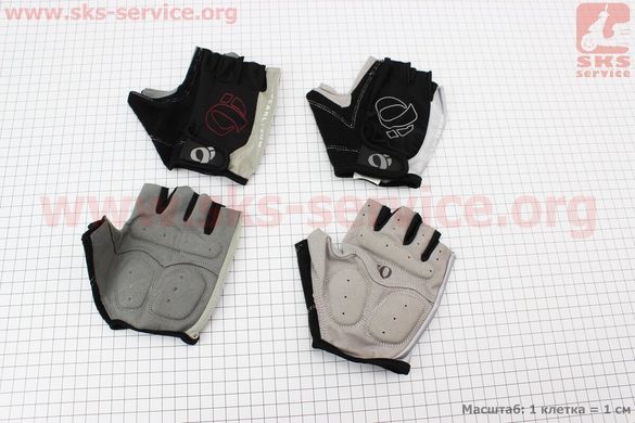 Фото товара – Перчатки без пальцев XL с мягкими вставками под ладонь, чёрно-серые