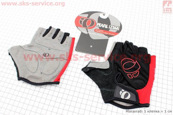Фото товара – Перчатки без пальцев XL с мягкими вставками под ладонь, чёрно-красные