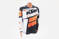 Фото товара – Футболка (Джерси) для мужчин XL - (Polyester 100%), длинные рукава, свободный крой, черно-оранжево-белая, НЕ оригинал