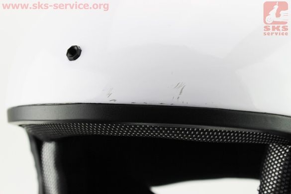 Фото товара – УЦЕНКА Шлем кроссовый MD-905 L- БЕЛЫЙ с красным рисунком (царапины, см. фото)
