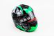 Шлем закрытый с откидным подбородком+очки BLD-159 XS- ЧЕРНЫЙ с рисунком зелено-серым, фото – 1
