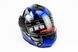 Шлем закрытый с откидным подбородком+очки BLD-159 XS- ЧЕРНЫЙ с рисунком сине-серым, фото – 1