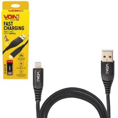 Фото товару – Кабель VOIN CC-4201L BK USB - Lightning 3А, 1m, black (швидка зарядка/передача даних)
