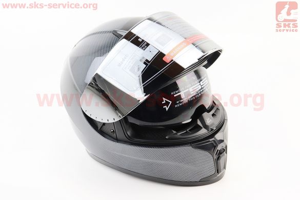 Фото товара – Шлем интеграл, закрытый (сертификация DOT)+откидные очки BLD-М66 М (57-58см), "КАРБОН" глянец