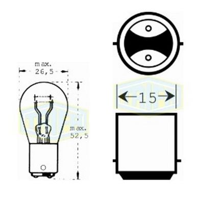 Фото товара – Лампа автомобильная Лампа для стоп-сигнала и проблесковых маячков Trifa 12V 21/5W BA15d