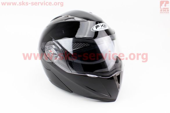Фото товара – Шлем закрытый с откидным подбородком+очки HF-118 L- ЧЕРНЫЙ глянец