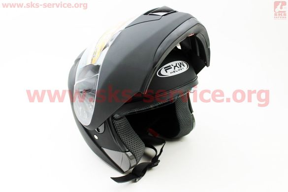 Фото товара – Шлем закрытый с откидным подбородком+очки HF-119 М- ЧЕРНЫЙ матовый