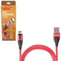 Фото товару – Кабель магнітний VOIN USB - Type C 3А, 2m, red (швидка зарядка / передача даних)
