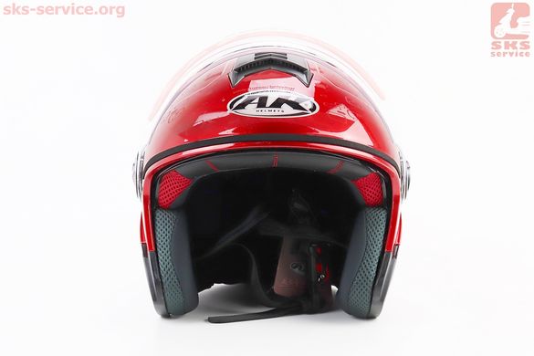 Фото товара – УЦЕНКА Шлем открытый+очки AK-720, КРАСНЫЙ (дефекты покраски, cколы, см. фото)