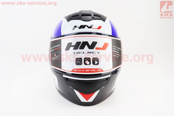 Фото товара – Шлем закрытый (сертификация DOT) HNJ-319 M- ЧЕРНЫЙ глянец с бело-сине-красным рисунком