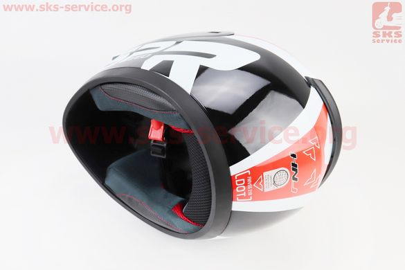 Фото товара – Шлем закрытый (сертификация DOT) HNJ-319 M- ЧЕРНЫЙ глянец с бело-сине-красным рисунком