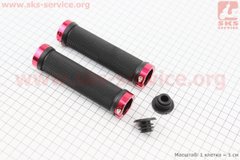 Фото товару – Ручки керма 130мм з затискачем Lock-On з двох сторін, чорно-червоні FL-426