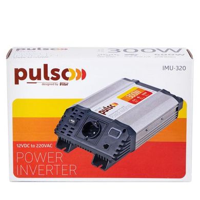 Фото товара – Преобразователь напряжения PULSO/IMU 320/12V-220V/300W/USB-5VDC2.0A/мод.волна/прикуриватель+клеммы