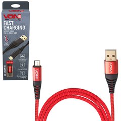 Фото товару – Кабель VOIN USB - Micro USB 3А, 2m, red (швидка зарядка/передача даних)