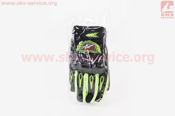 Фото товара – Перчатки мотоциклетные XL-Чёрно-Салатовые (сенсорный палец)