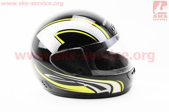Фото товара – Шлем закрытый HF-101 M- ЧЕРНЫЙ с желто-серым рисунком Q233-Y