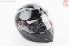 Фото товара – Шлем модуляр, закрытый с откидным подбородком+откидные очки BLD-158 L (59-60см), ЧЁРНЫЙ глянец