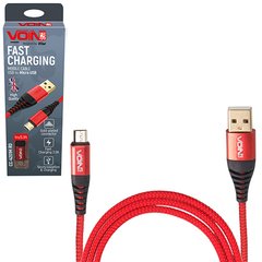 Фото товару – Кабель VOIN CC-4201M RD USB - Micro USB 3А, 1m, red (швидка зарядка/передача даних)