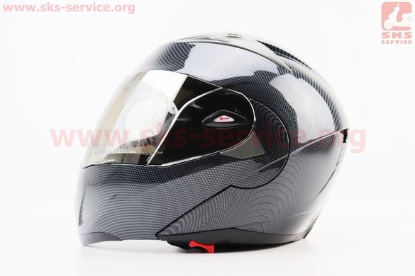 Фото товара – Шлем модуляр, закрытый с откидным подбородком+откидные очки BLD-158 S (55-56см), "КАРБОН" глянец