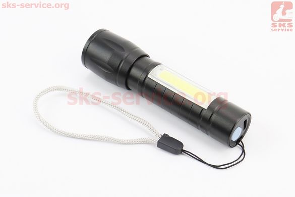 Фото товару – Ліхтар 1+10 діодів ручний (Mini) у пластиковому боксі, алюмінієвий, Li-ion 3.7V 450mAh зарядка від USB, вологозахисний, чорний