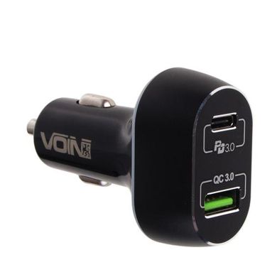 Фото товара – Автомобильное зарядное устройство для VOIN 63W, 1USB QC3.0 18W + 1PD 45W, 12/24V