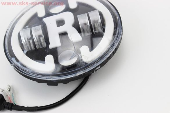 Фото товару – УЦІНКА Фари круглої передня частина з обідком "R" універсальна 6-LED, d-180mm, МОТО TUNING (див. фото)