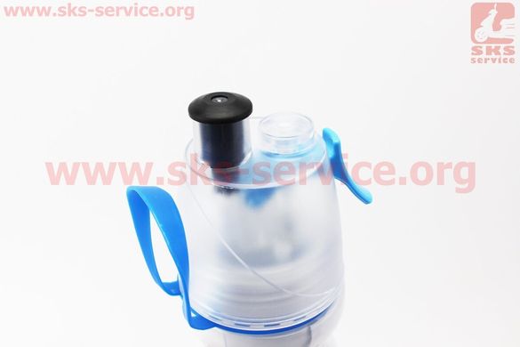 Фото товара – Фляга-термо пластиковая 500мл, с аэрозольным клапаном, бело-синяя COOL.B