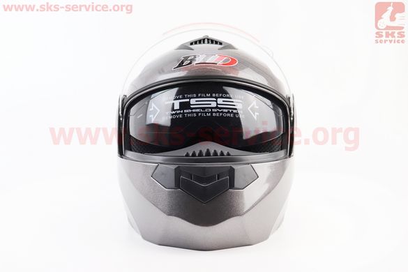 Фото товара – Шлем закрытый с откидным подбородком + откидные очки BLD-159 XS (53-54см), СЕРЫЙ глянец