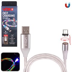 Фото товару – Кабель магнітний Multicolor LED VOIN USB - Micro USB 3А, 1m, (швидка зарядка / передача даних)