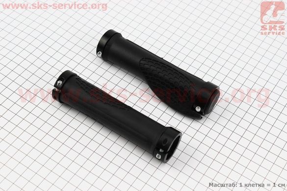 Фото товара – Ручки руля 130мм с зажимом Lock-On с двух сторон, эргономичные, чёрные