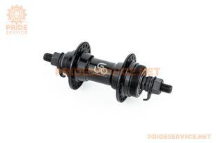 Фото товара &ndash; Втулка передняя MTB алюминиевая 14Gx36H, Disk-brake (резьба), 2 пром-подшипники 6200 2RS, крепл. гайка, чёрная U-B23F