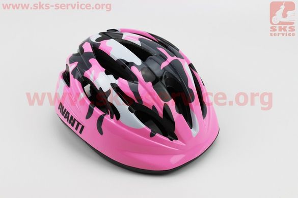 Фото товару – Шолом велосипедний підлітковий, 12 вент. отворів, рожевий "КАМУФЛЯЖ" AV-021