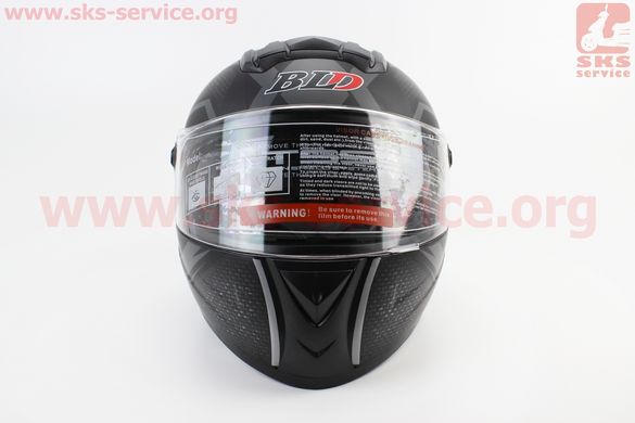 Фото товара – Шлем интеграл, закрытый+очки BLD-М61 М (57-58см), ЧЁРНЫЙ матовый с серым рисунком
