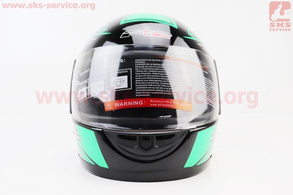 Фото товара – Шлем интеграл, закрытый 825-3 S, ЧЁРНЫЙ с зелёно-серым рисунком (возможны дефекты покраски, сломан воздухозаборник), тип 1