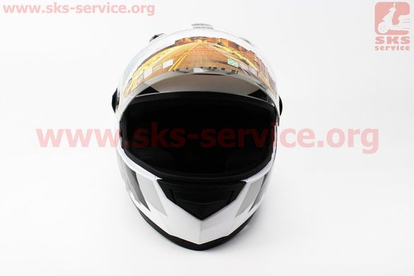 Фото товара – Шлем закрытый HF-111 M- БЕЛЫЙ с черным рисунком Q151-S