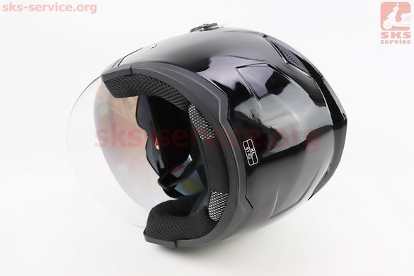 Фото товара – Шлем открытый+очки HF-223 XL, ЧЁРНЫЙ глянец