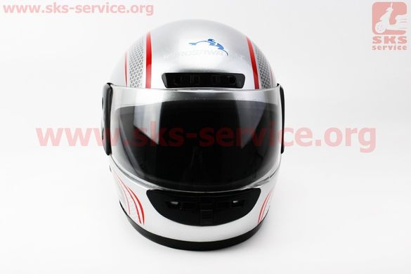 Фото товара – Шлем закрытый HF-101 L- СЕРЫЙ с красно-серым рисунком Q233-R