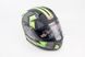 Шлем закрытый с откидным подбородком (сертификации DOT / ECE) + откидные очки SCO-162 S (55-56см), ЧЕРНЫЙ матовый с салатово-серым рисунком, фото – 1