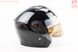 Шлем открытый+очки HF-223 XL, ЧЁРНЫЙ глянец, фото – 4