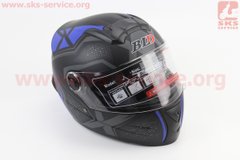 Фото товара – Шлем закрытый +очки BLD-М61 S- ЧЕРНЫЙ матовый с серо-синим рисунком