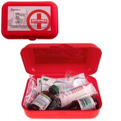 Фото товара – Аптечка медицинская автомобильная согласно ТУ(02-053-М), красный пластиковый футляр
