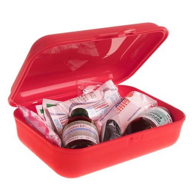 Фото товара – Аптечка медицинская автомобильная согласно ТУ(02-053-М), красный пластиковый футляр