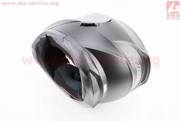 Фото товара – Шлем модуляр, закрытый с откидным подбородком+откидные очки BLD-162 М (57-58см), ЧЁРНЫЙ матовый