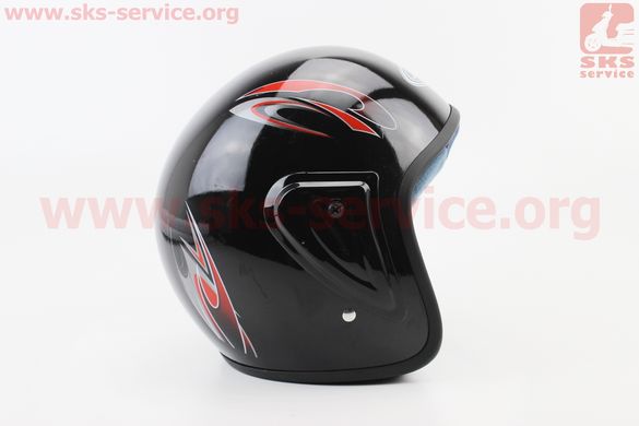 Фото товара – Шлем открытый HK-215 - ЧЕРНЫЙ с рисунком красно-серым, тип 3 (возможны дефекты покраски)