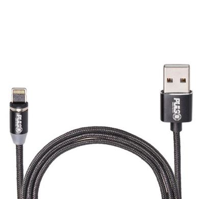 Фото товара – Кабель магнитный PULSO USB - Lightning 2,4А, 1m, black (только зарядка)