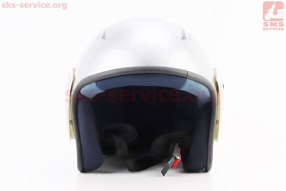 Фото товара – Шлем открытый HK-215, CЕРЫЙ с синим рисунком (возможны дефекты покраски)