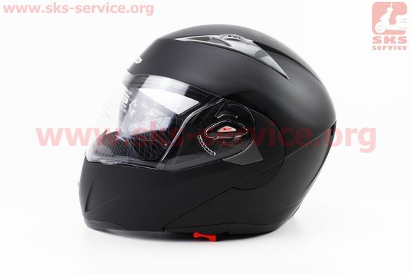 Фото товара – Шлем модуляр, закрытый с откидным подбородком+откидные очки BLD-158 S (55-56см), ЧЁРНЫЙ матовый